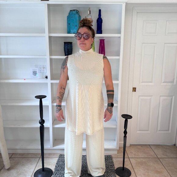 Dressed in LALA Lex Ribbed Playsuit in Sand - Picture 3 of 5